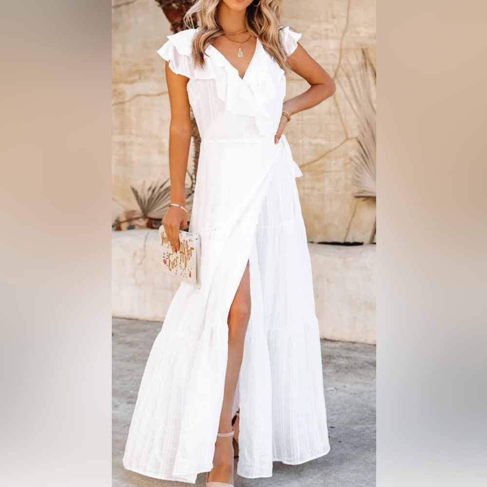 Vici White Ruffle Maxi Dress